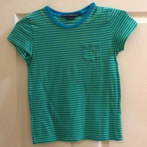 Ralph Lauren sport blue and green stripe shirt